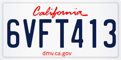 CA license plate 6VFT413