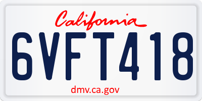 CA license plate 6VFT418