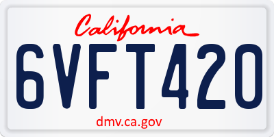 CA license plate 6VFT420