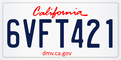 CA license plate 6VFT421