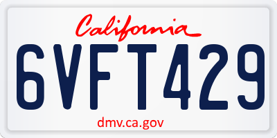 CA license plate 6VFT429