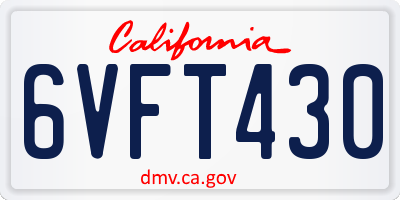 CA license plate 6VFT430