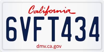 CA license plate 6VFT434