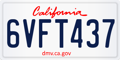 CA license plate 6VFT437