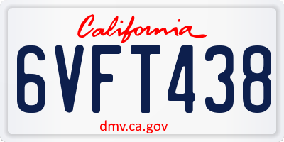CA license plate 6VFT438
