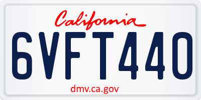 CA license plate 6VFT440