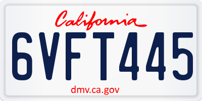 CA license plate 6VFT445