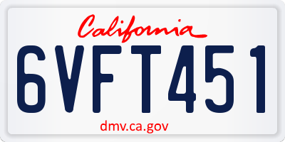 CA license plate 6VFT451