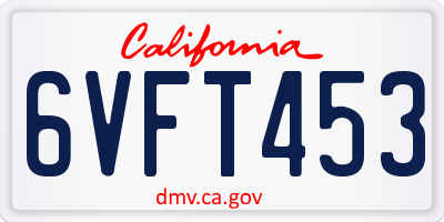 CA license plate 6VFT453