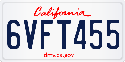CA license plate 6VFT455