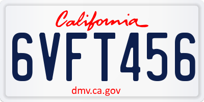 CA license plate 6VFT456