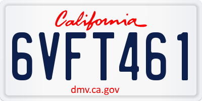 CA license plate 6VFT461