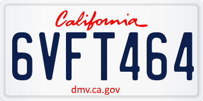 CA license plate 6VFT464