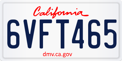 CA license plate 6VFT465