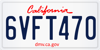 CA license plate 6VFT470