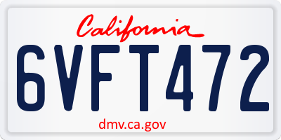 CA license plate 6VFT472