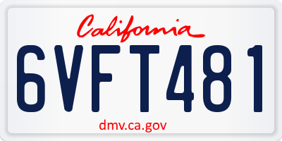 CA license plate 6VFT481