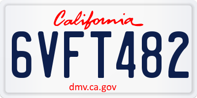 CA license plate 6VFT482