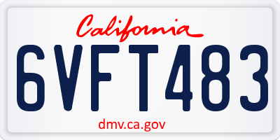 CA license plate 6VFT483