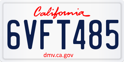 CA license plate 6VFT485