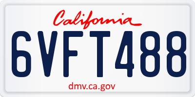 CA license plate 6VFT488