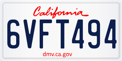 CA license plate 6VFT494
