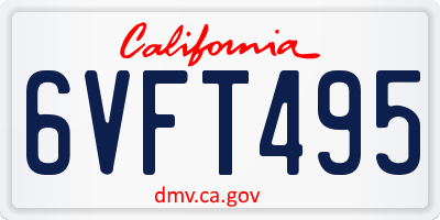 CA license plate 6VFT495