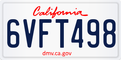 CA license plate 6VFT498