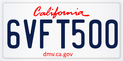CA license plate 6VFT500