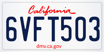 CA license plate 6VFT503
