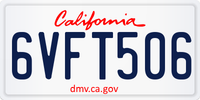 CA license plate 6VFT506