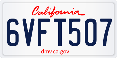 CA license plate 6VFT507