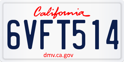 CA license plate 6VFT514