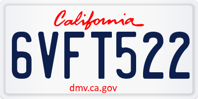CA license plate 6VFT522