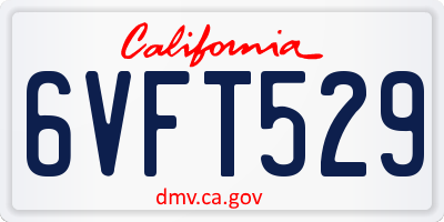 CA license plate 6VFT529
