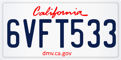 CA license plate 6VFT533