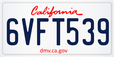 CA license plate 6VFT539