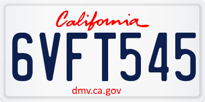 CA license plate 6VFT545