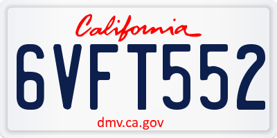 CA license plate 6VFT552