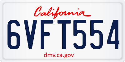 CA license plate 6VFT554