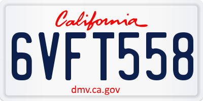 CA license plate 6VFT558