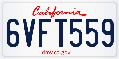 CA license plate 6VFT559