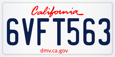 CA license plate 6VFT563