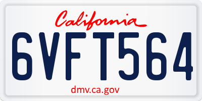 CA license plate 6VFT564