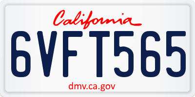 CA license plate 6VFT565