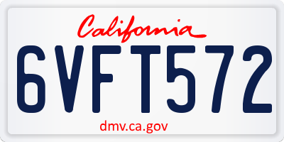 CA license plate 6VFT572