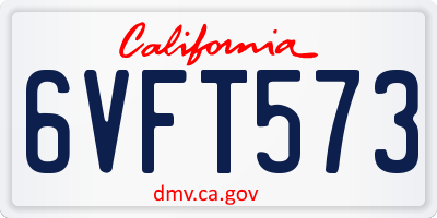 CA license plate 6VFT573
