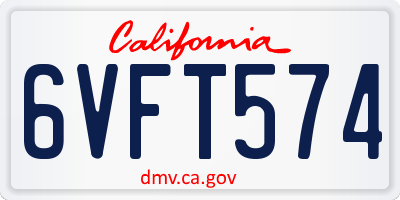 CA license plate 6VFT574