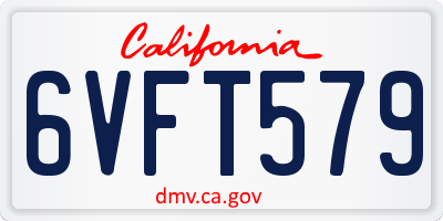 CA license plate 6VFT579