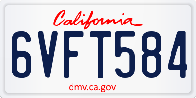 CA license plate 6VFT584